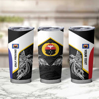Personalised PNG Gulf Province Tumbler Cup Bird of Paradise Tattoo Flag Motif LT9 - Polynesian Pride