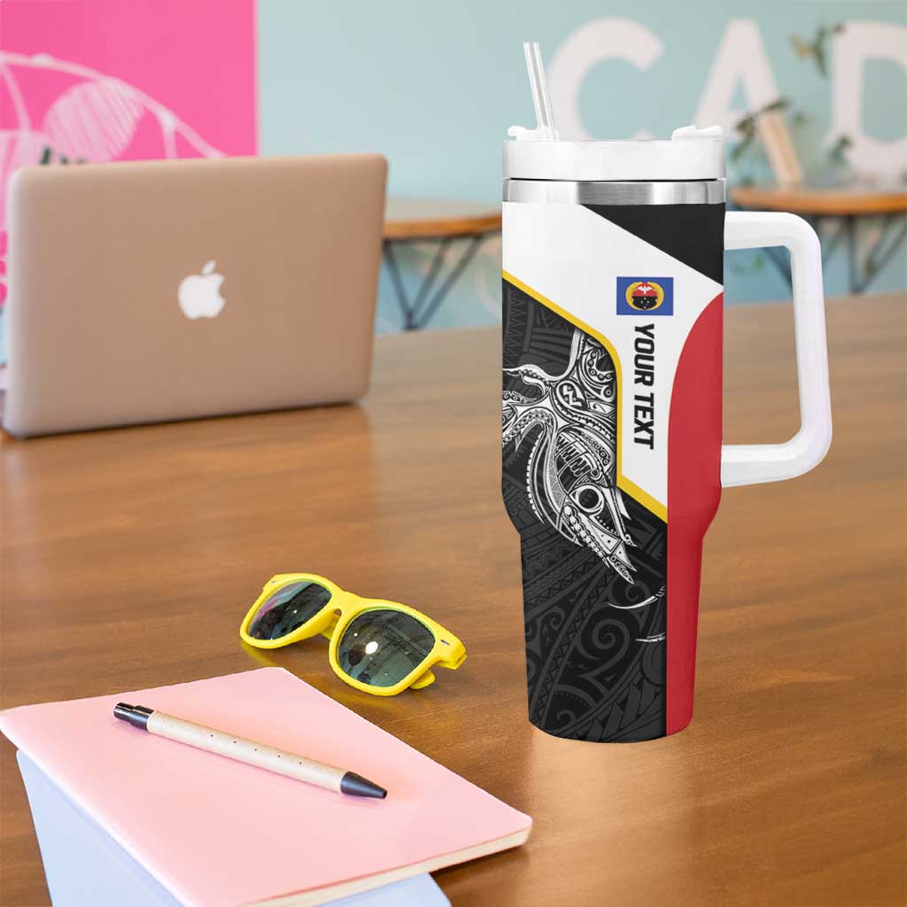 Personalised PNG Gulf Province Tumbler With Handle Bird of Paradise Tattoo Flag Motif LT9 - Polynesian Pride