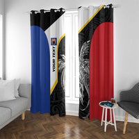 Personalised PNG Gulf Province Window Curtain Bird of Paradise Tattoo Flag Motif - Polynesian Pride