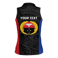 Personalised PNG Gulf Province Women Sleeveless Polo Shirt Bird of Paradise Tattoo Flag Motif LT9 - Polynesian Pride