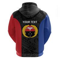 Personalised PNG Gulf Province Zip Hoodie Bird of Paradise Tattoo Flag Motif LT9 - Polynesian Pride
