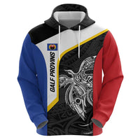 Personalised PNG Gulf Province Zip Hoodie Bird of Paradise Tattoo Flag Motif LT9 - Polynesian Pride