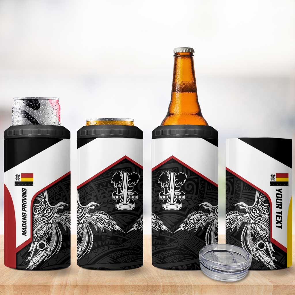 Personalised PNG Madang Province 4 in 1 Can Cooler Tumbler Bird of Paradise Tattoo Flag Motif LT9 - Polynesian Pride