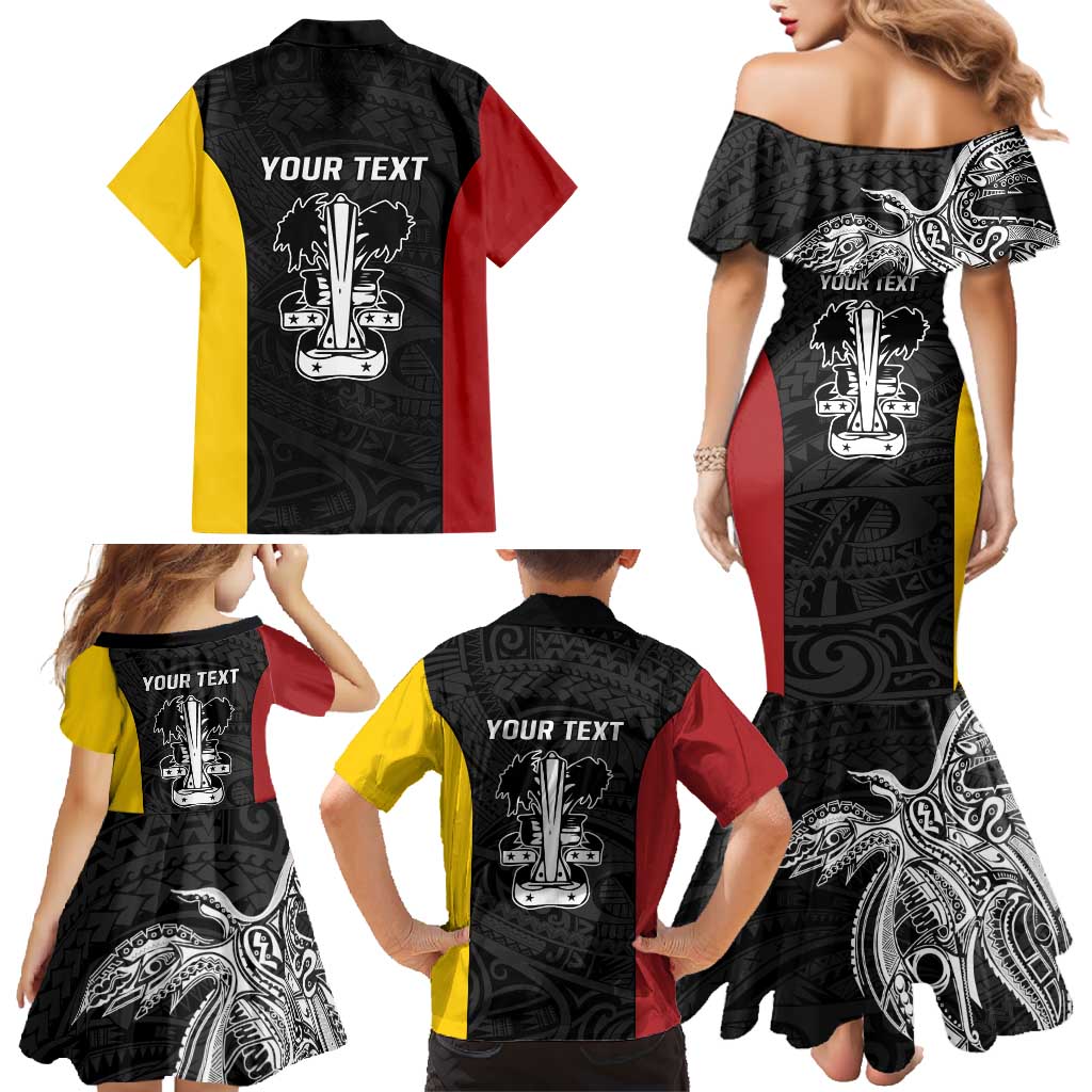 Personalised PNG Madang Province Family Matching Mermaid Dress and Hawaiian Shirt Bird of Paradise Tattoo Flag Motif LT9 - Polynesian Pride