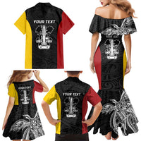 Personalised PNG Madang Province Family Matching Mermaid Dress and Hawaiian Shirt Bird of Paradise Tattoo Flag Motif LT9 - Polynesian Pride