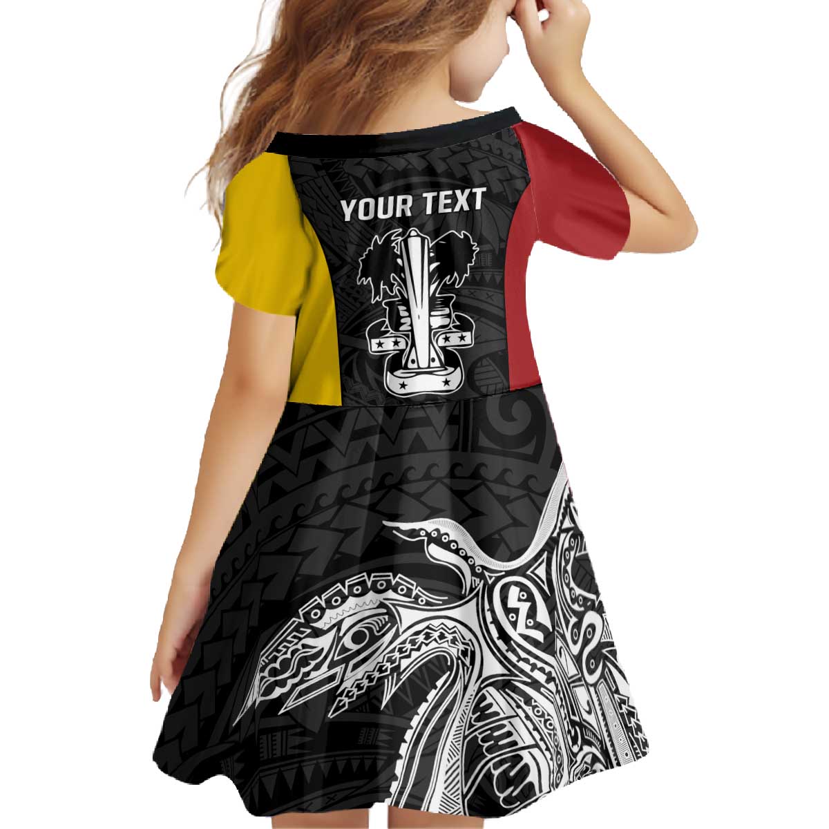 Personalised PNG Madang Province Family Matching Off The Shoulder Long Sleeve Dress and Hawaiian Shirt Bird of Paradise Tattoo Flag Motif LT9 - Polynesian Pride