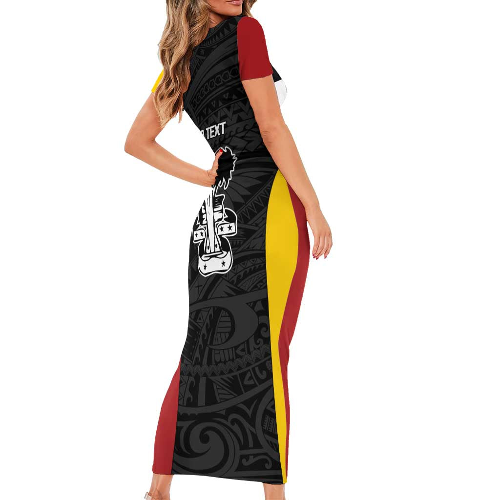 Personalised PNG Madang Province Family Matching Short Sleeve Bodycon Dress and Hawaiian Shirt Bird of Paradise Tattoo Flag Motif LT9 - Polynesian Pride