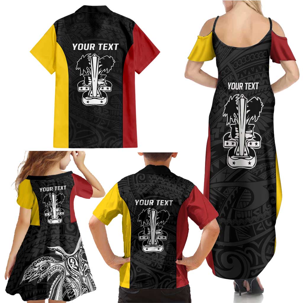 Personalised PNG Madang Province Family Matching Summer Maxi Dress and Hawaiian Shirt Bird of Paradise Tattoo Flag Motif LT9 - Polynesian Pride