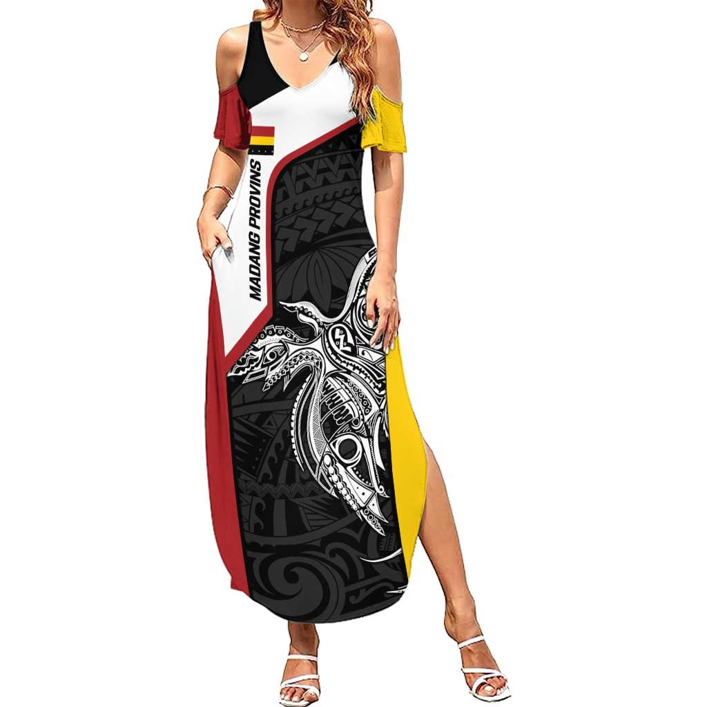 Personalised PNG Madang Province Family Matching Summer Maxi Dress and Hawaiian Shirt Bird of Paradise Tattoo Flag Motif LT9 Mom's Dress Yellow - Polynesian Pride