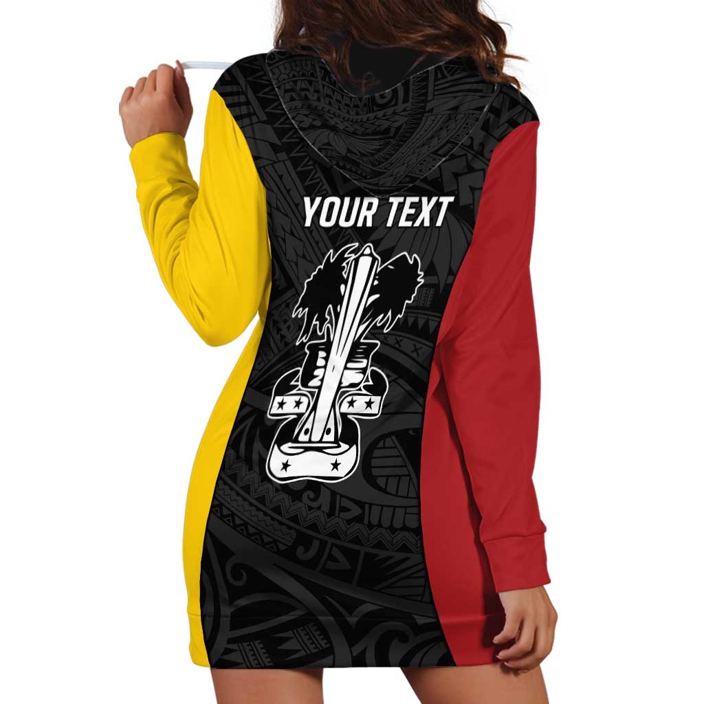Personalised PNG Madang Province Hoodie Dress Bird of Paradise Tattoo Flag Motif LT9 - Polynesian Pride