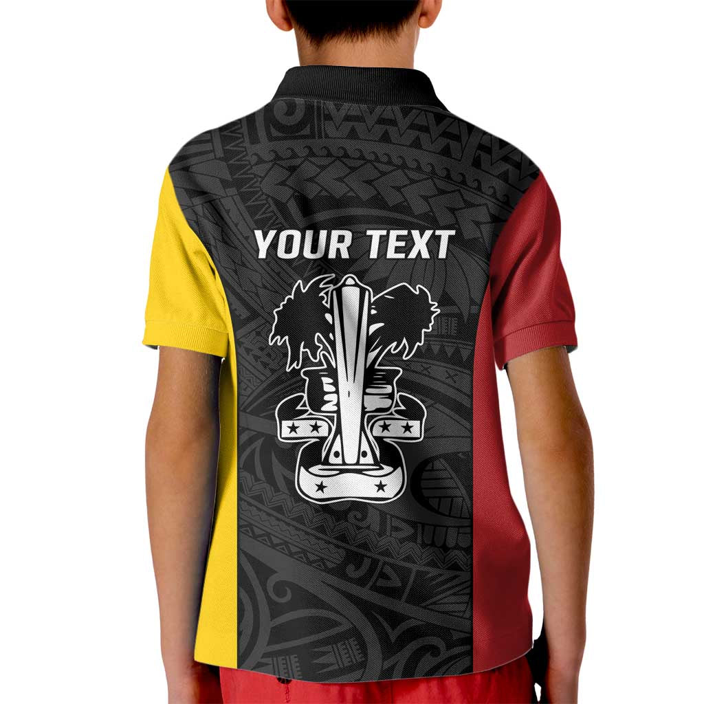 Personalised PNG Madang Province Kid Polo Shirt Bird of Paradise Tattoo Flag Motif LT9 - Polynesian Pride