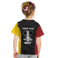 Personalised PNG Madang Province Kid T Shirt Bird of Paradise Tattoo Flag Motif LT9 - Polynesian Pride