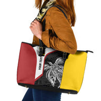 Personalised PNG Madang Province Leather Tote Bag Bird of Paradise Tattoo Flag Motif LT9 Yellow - Polynesian Pride