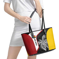 Personalised PNG Madang Province Leather Tote Bag Bird of Paradise Tattoo Flag Motif LT9 - Polynesian Pride