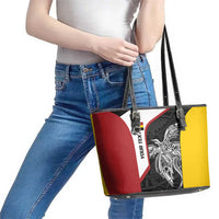 Personalised PNG Madang Province Leather Tote Bag Bird of Paradise Tattoo Flag Motif LT9 - Polynesian Pride