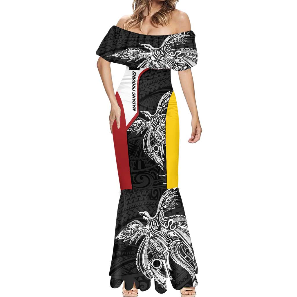 Personalised PNG Madang Province Mermaid Dress Bird of Paradise Tattoo Flag Motif LT9 - Polynesian Pride