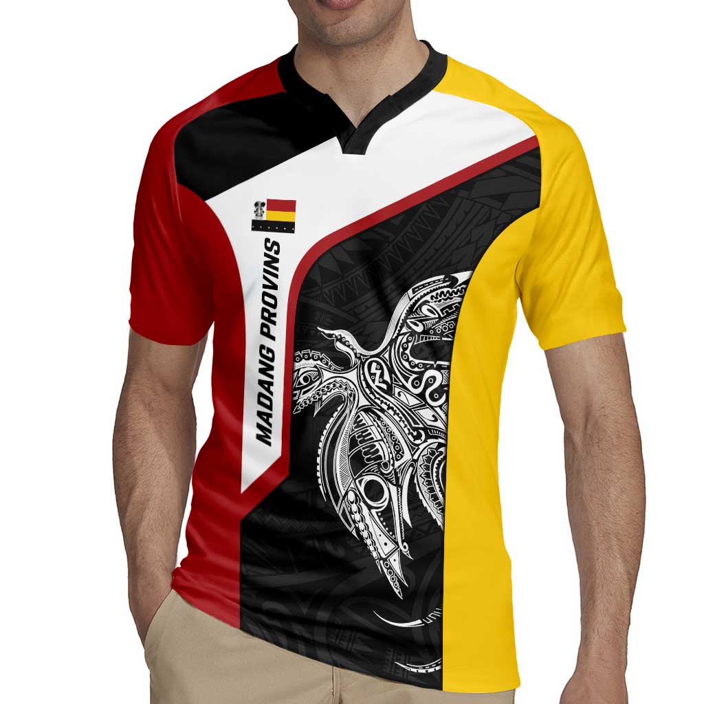 Personalised PNG Madang Province Rugby Jersey Bird of Paradise Tattoo Flag Motif LT9 - Polynesian Pride