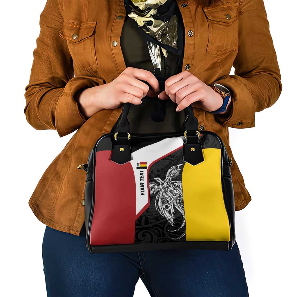 Personalised PNG Madang Province Shoulder Handbag Bird of Paradise Tattoo Flag Motif - Polynesian Pride