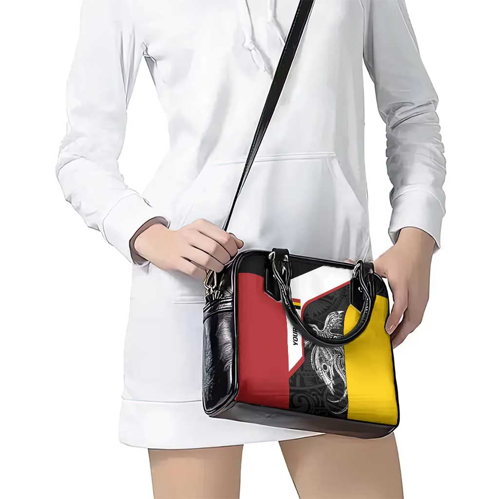 Personalised PNG Madang Province Shoulder Handbag Bird of Paradise Tattoo Flag Motif - Polynesian Pride