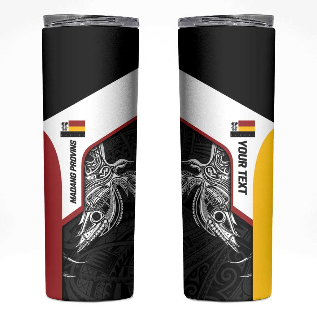 Personalised PNG Madang Province Skinny Tumbler Bird of Paradise Tattoo Flag Motif LT9 Yellow - Polynesian Pride