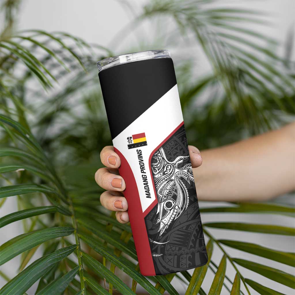 Personalised PNG Madang Province Skinny Tumbler Bird of Paradise Tattoo Flag Motif LT9 - Polynesian Pride