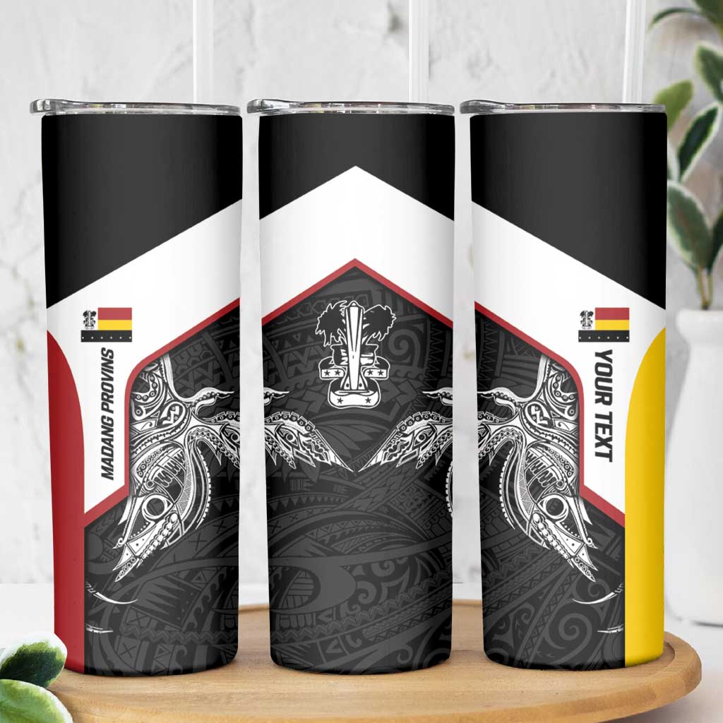 Personalised PNG Madang Province Skinny Tumbler Bird of Paradise Tattoo Flag Motif LT9 - Polynesian Pride