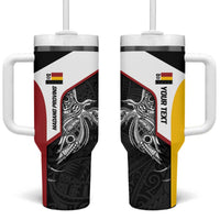 Personalised PNG Madang Province Tumbler With Handle Bird of Paradise Tattoo Flag Motif LT9 One Size: 40 oz Yellow - Polynesian Pride