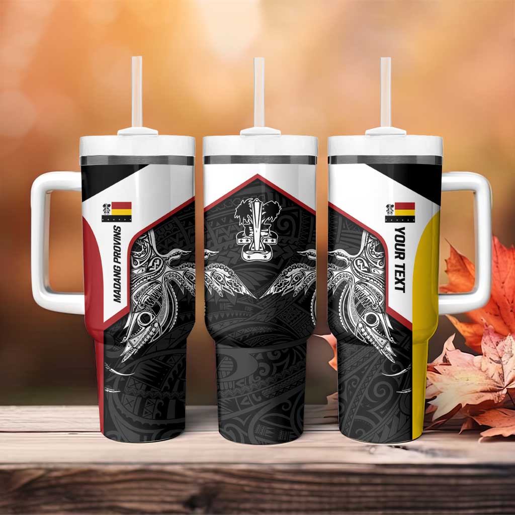 Personalised PNG Madang Province Tumbler With Handle Bird of Paradise Tattoo Flag Motif LT9 - Polynesian Pride