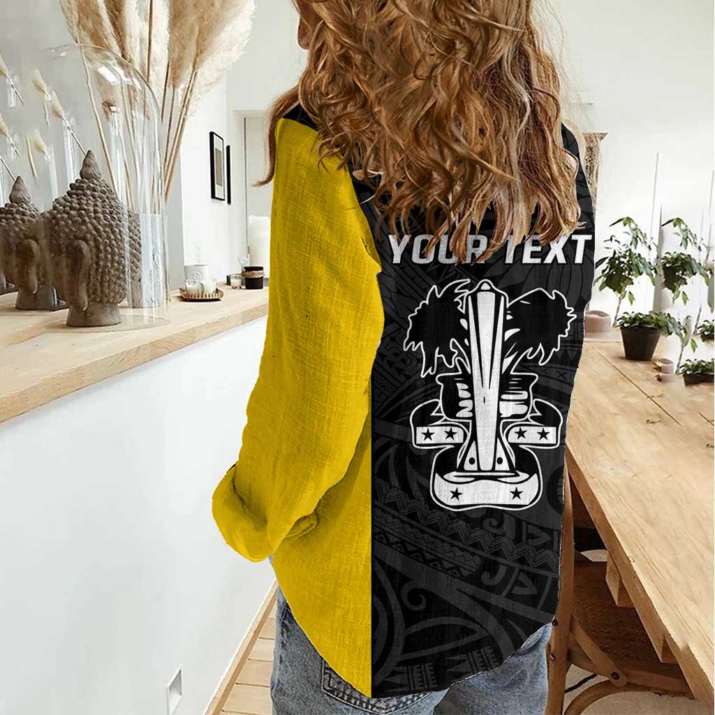 Personalised PNG Madang Province Women Casual Shirt Bird of Paradise Tattoo Flag Motif LT9 - Polynesian Pride