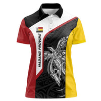 Personalised PNG Madang Province Women Polo Shirt Bird of Paradise Tattoo Flag Motif LT9 Female Yellow - Polynesian Pride