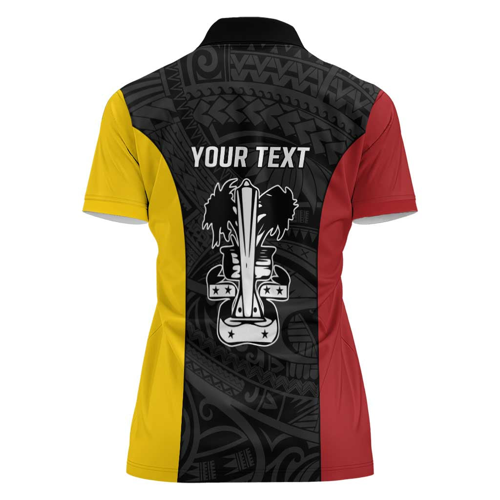 Personalised PNG Madang Province Women Polo Shirt Bird of Paradise Tattoo Flag Motif LT9 - Polynesian Pride