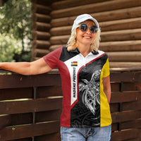 Personalised PNG Madang Province Women Polo Shirt Bird of Paradise Tattoo Flag Motif LT9 - Polynesian Pride