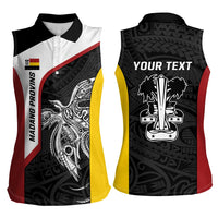 Personalised PNG Madang Province Women Sleeveless Polo Shirt Bird of Paradise Tattoo Flag Motif LT9 - Polynesian Pride