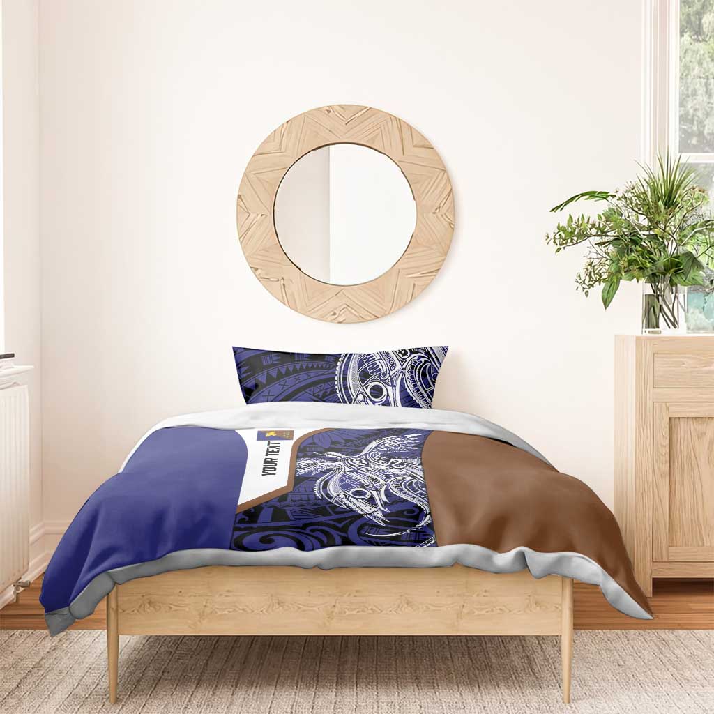 Personalised PNG Manus Province Bedding Set Bird of Paradise Tattoo Flag Motif - Polynesian Pride