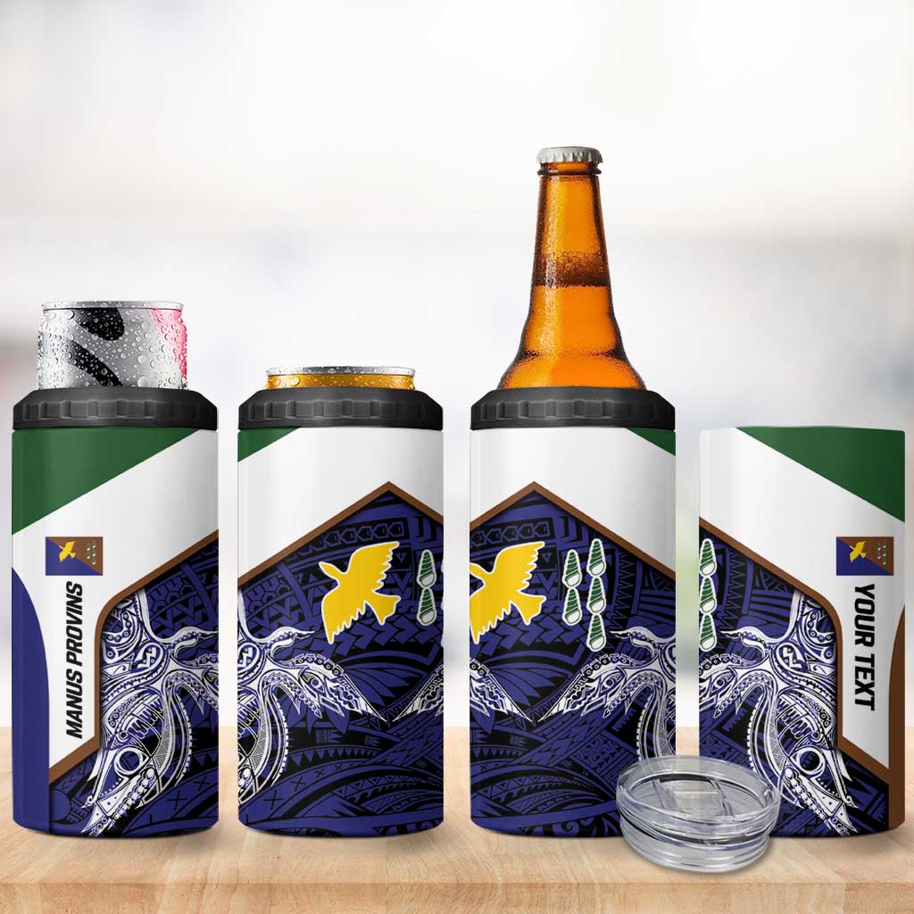 Personalised PNG Manus Province 4 in 1 Can Cooler Tumbler Bird of Paradise Tattoo Flag Motif LT9 - Polynesian Pride