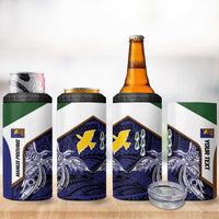 Personalised PNG Manus Province 4 in 1 Can Cooler Tumbler Bird of Paradise Tattoo Flag Motif LT9 - Polynesian Pride