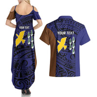 Personalised PNG Manus Province Couples Matching Summer Maxi Dress and Hawaiian Shirt Bird of Paradise Tattoo Flag Motif LT9 - Polynesian Pride