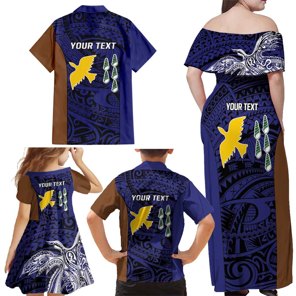 Personalised PNG Manus Province Family Matching Off Shoulder Maxi Dress and Hawaiian Shirt Bird of Paradise Tattoo Flag Motif LT9 - Polynesian Pride