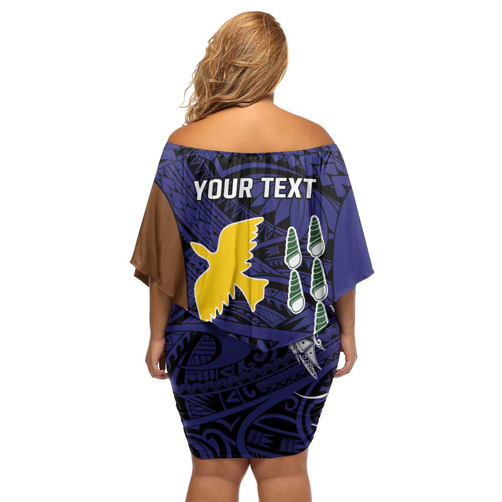 Personalised PNG Manus Province Family Matching Off Shoulder Short Dress and Hawaiian Shirt Bird of Paradise Tattoo Flag Motif LT9 - Polynesian Pride