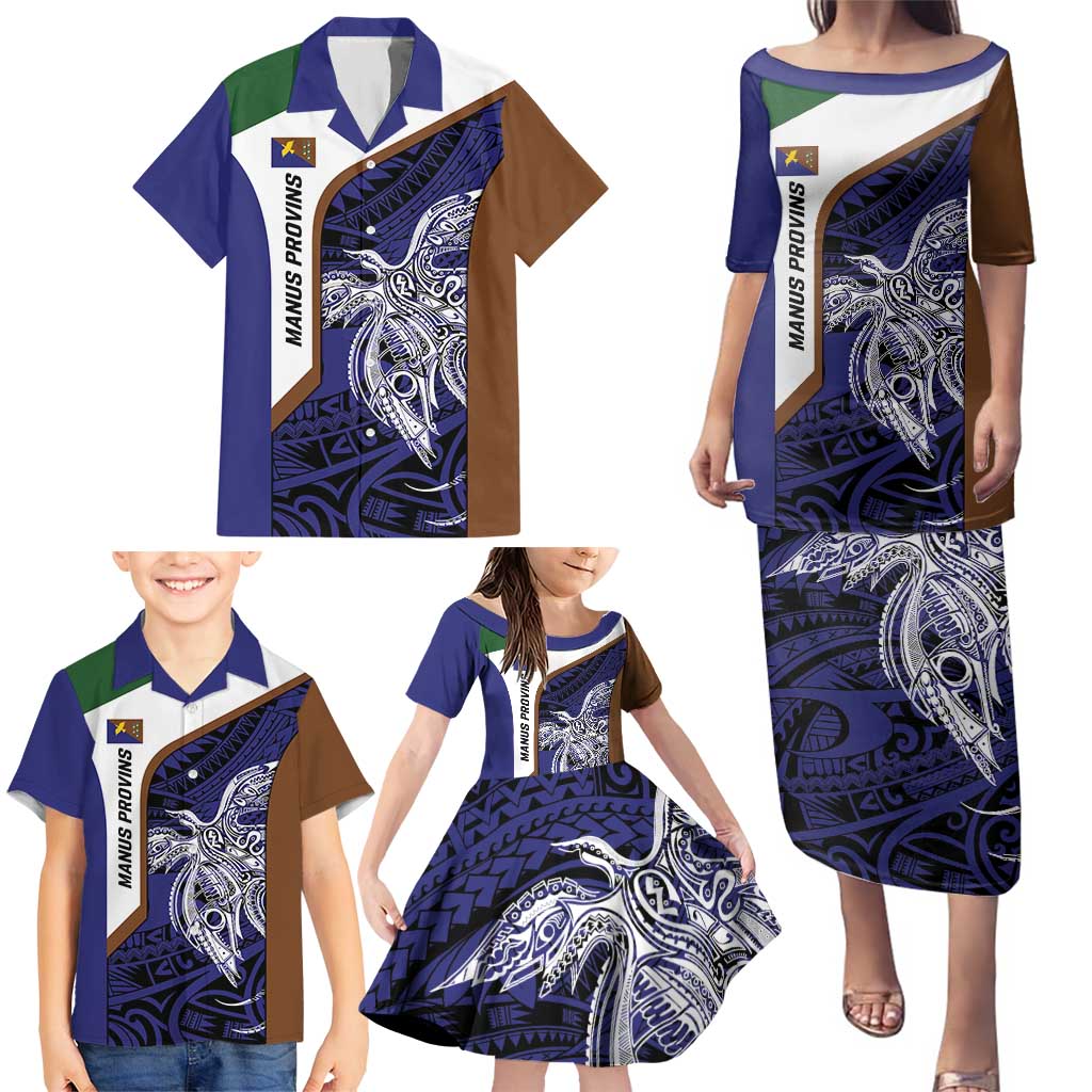 Personalised PNG Manus Province Family Matching Puletasi and Hawaiian Shirt Bird of Paradise Tattoo Flag Motif LT9 - Polynesian Pride