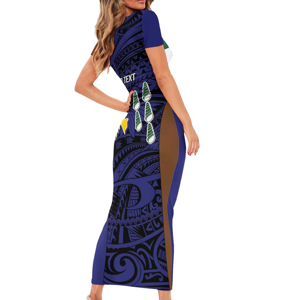 Personalised PNG Manus Province Family Matching Short Sleeve Bodycon Dress and Hawaiian Shirt Bird of Paradise Tattoo Flag Motif LT9 - Polynesian Pride