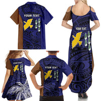 Personalised PNG Manus Province Family Matching Summer Maxi Dress and Hawaiian Shirt Bird of Paradise Tattoo Flag Motif LT9 - Polynesian Pride