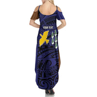Personalised PNG Manus Province Family Matching Summer Maxi Dress and Hawaiian Shirt Bird of Paradise Tattoo Flag Motif LT9 - Polynesian Pride