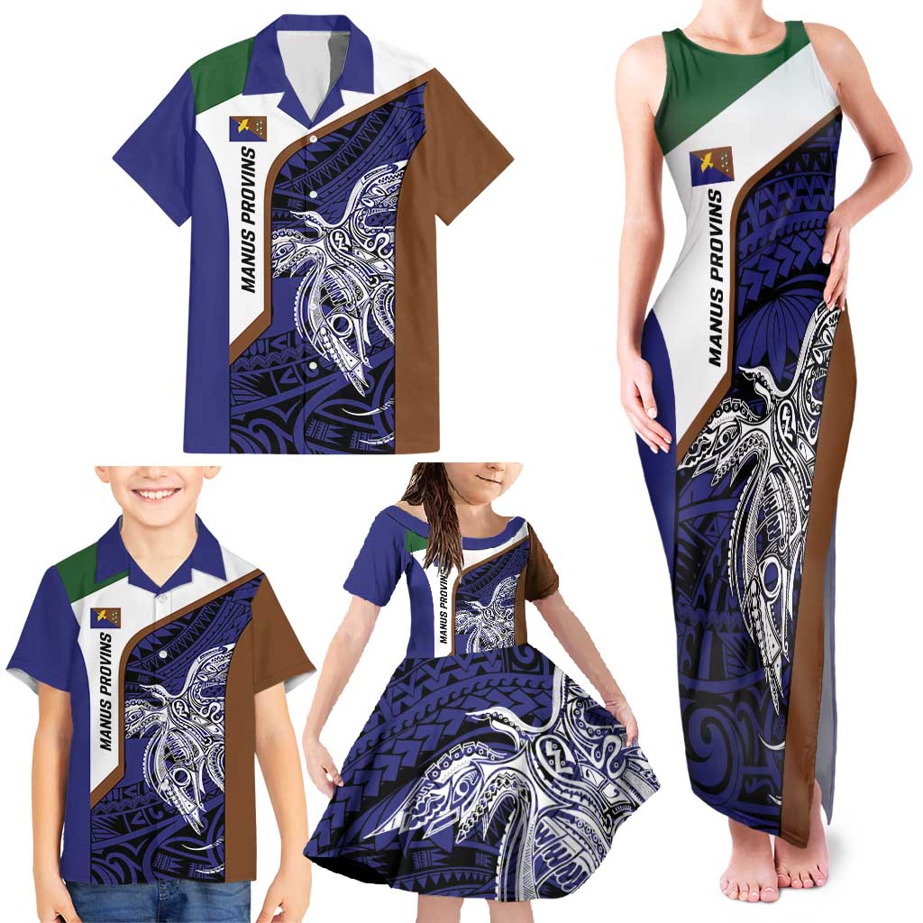 Personalised PNG Manus Province Family Matching Tank Maxi Dress and Hawaiian Shirt Bird of Paradise Tattoo Flag Motif LT9 - Polynesian Pride