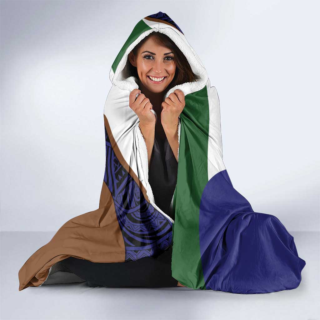 Personalised PNG Manus Province Hooded Blanket Bird of Paradise Tattoo Flag Motif LT9 - Polynesian Pride