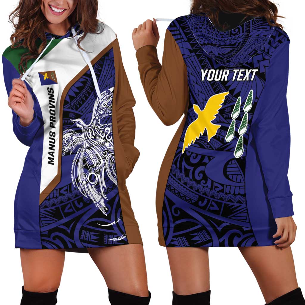 Personalised PNG Manus Province Hoodie Dress Bird of Paradise Tattoo Flag Motif LT9 - Polynesian Pride