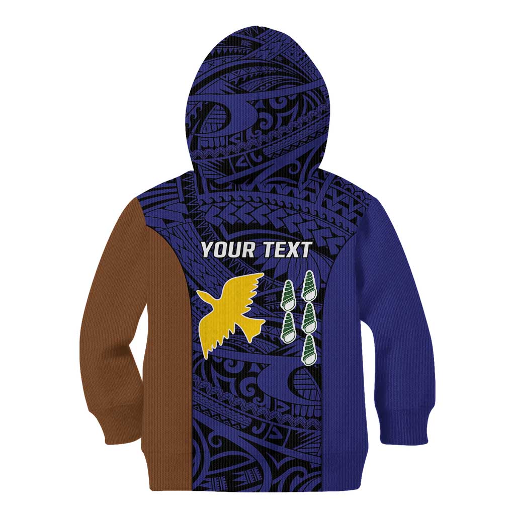 Personalised PNG Manus Province Kid Hoodie Bird of Paradise Tattoo Flag Motif LT9 - Polynesian Pride
