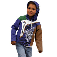 Personalised PNG Manus Province Kid Hoodie Bird of Paradise Tattoo Flag Motif LT9 - Polynesian Pride