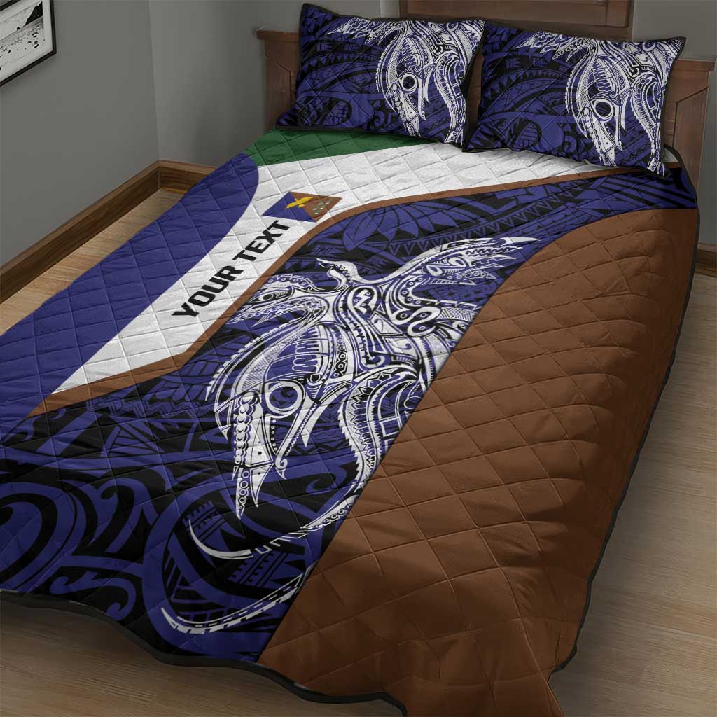 Personalised PNG Manus Province Quilt Bed Set Bird of Paradise Tattoo Flag Motif - Polynesian Pride