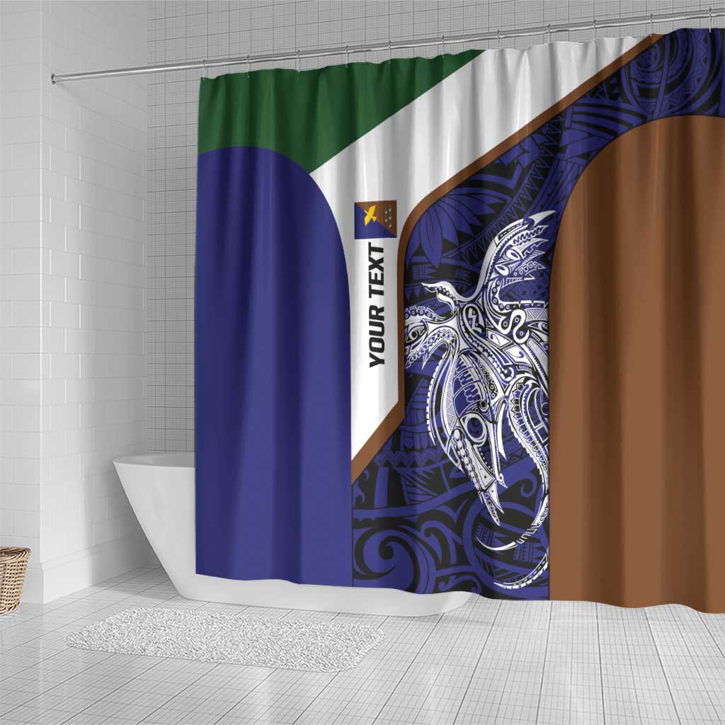 Personalised PNG Manus Province Shower Curtain Bird of Paradise Tattoo Flag Motif - Polynesian Pride